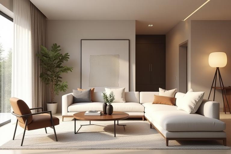 Render 3D di un living su misura